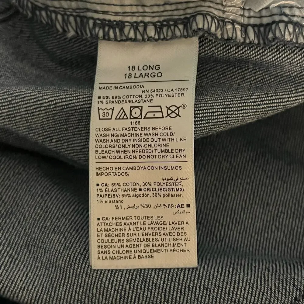 Old Navy Wow Straight High Rise Jeans Sz 18 Long Blue Stretch Denim Classic Fit